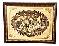 Av tablosu, ördekler ahşap, lazer işleme   35x45 cm, * Kod : A9