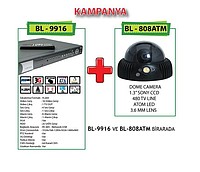 Balitech BL-9916 16K+4Ses 400fsp Lan DVR Kayıt cihazı+BL 808 ATM Dome kamera