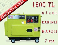 7kVA Dizel KABİNLİ Marşlı Portatif Genpower Jeneratör GDG 7000EC ***Kampanyalı Ürün***